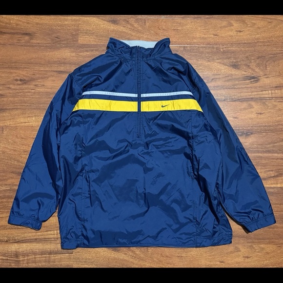 Vintage Y2K Nike‎ Swoosh Blue 1/4 Zip Jacket Pullover Reversible Fleece XXL Rare - Picture 1 of 10